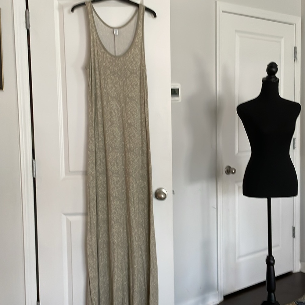 Old Navy Tank Top Dress Size L/Tall Gray White Maxi - Picture 3 of 12